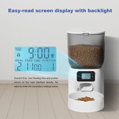 Automatic Cat Feeder, 3L Cat Food Dispenser with 10s Voice Recorder, Pet Feeder up to 8 Meals per Day, Timed Dog Feeder