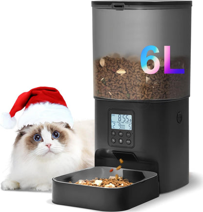 Automatic Cat Feeder, 3L Cat Food Dispenser with 10s Voice Recorder, Pet Feeder up to 8 Meals per Day, Timed Dog Feeder