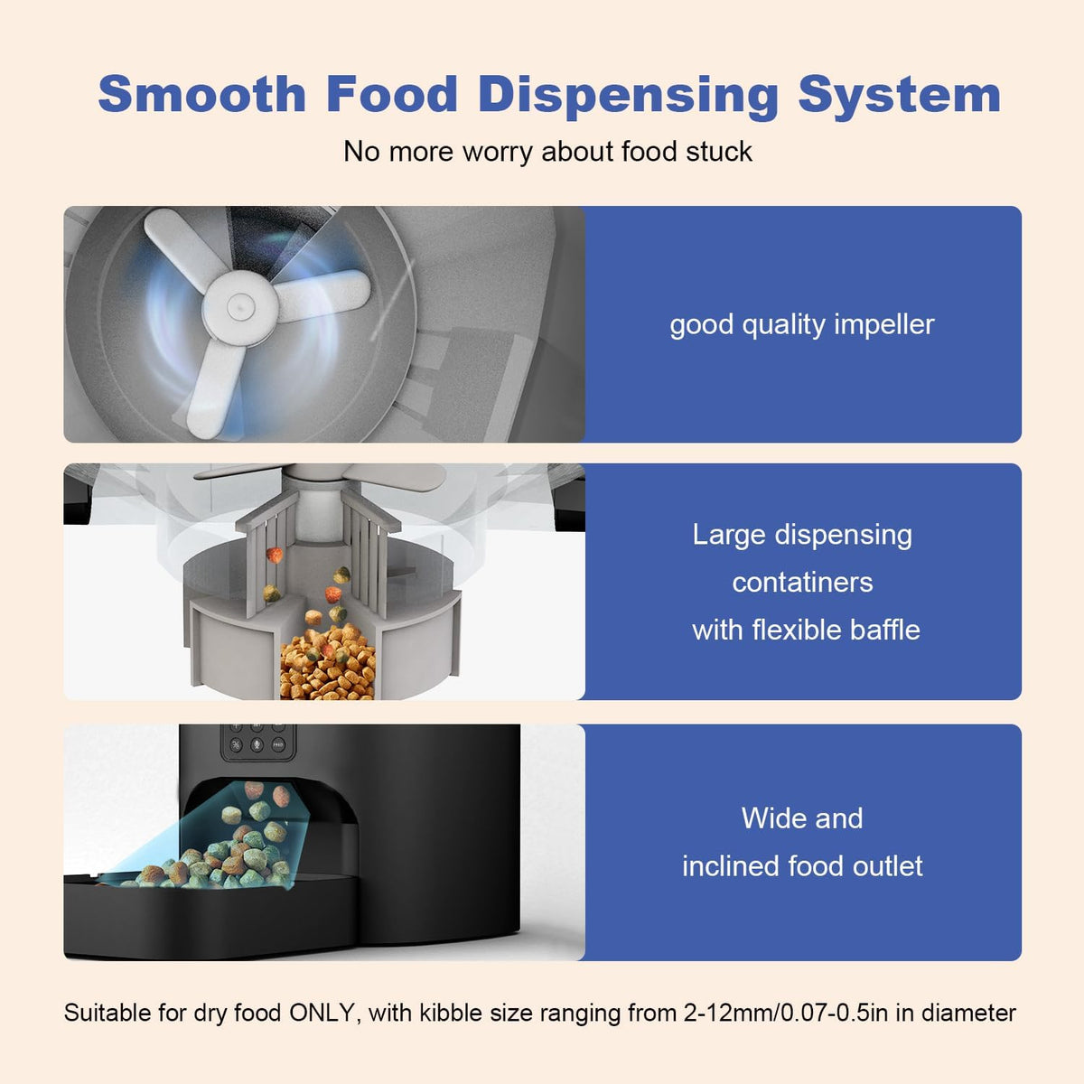 Automatic Cat Feeder, 3L Cat Food Dispenser with 10s Voice Recorder, Pet Feeder up to 8 Meals per Day, Timed Dog Feeder