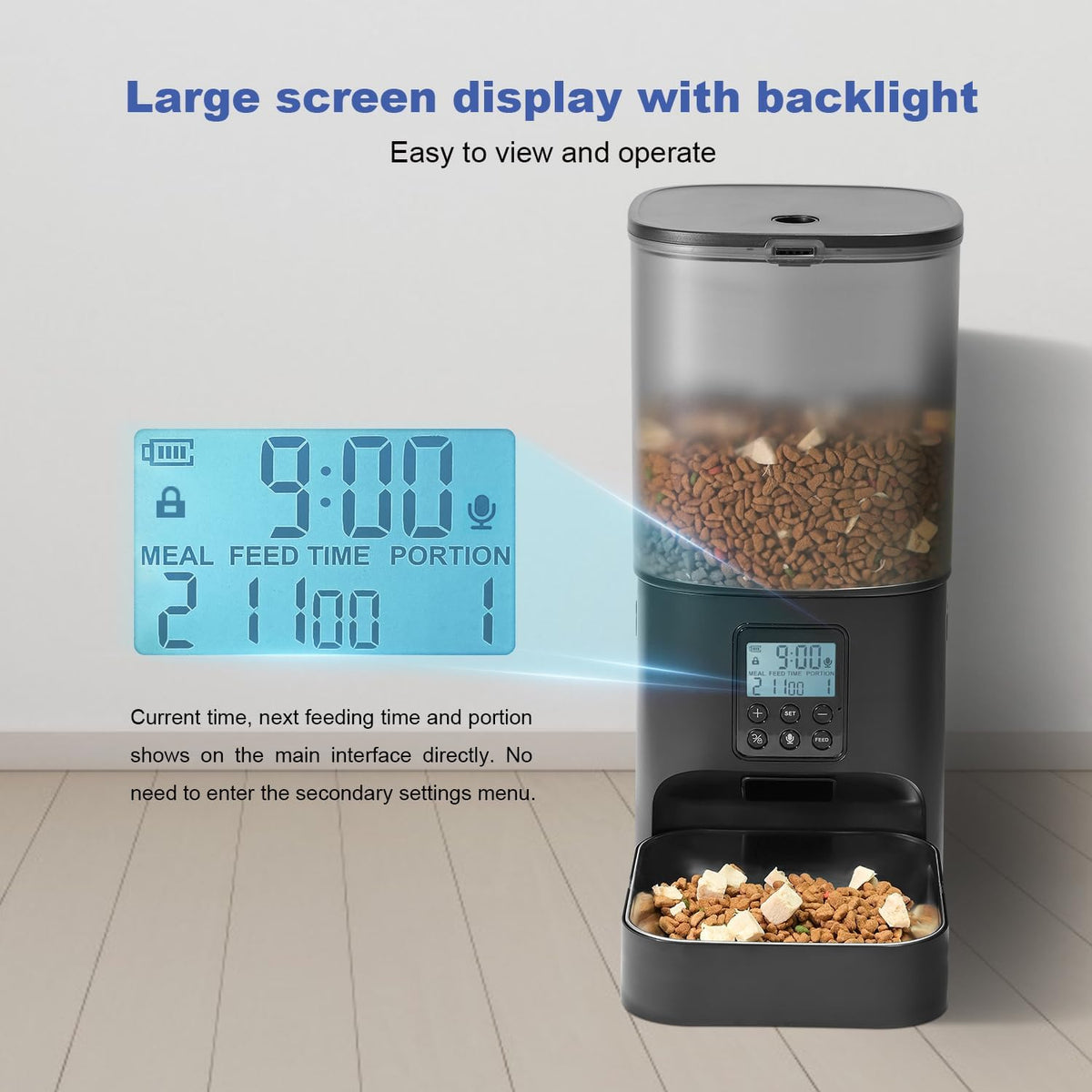 Automatic Cat Feeder, 3L Cat Food Dispenser with 10s Voice Recorder, Pet Feeder up to 8 Meals per Day, Timed Dog Feeder