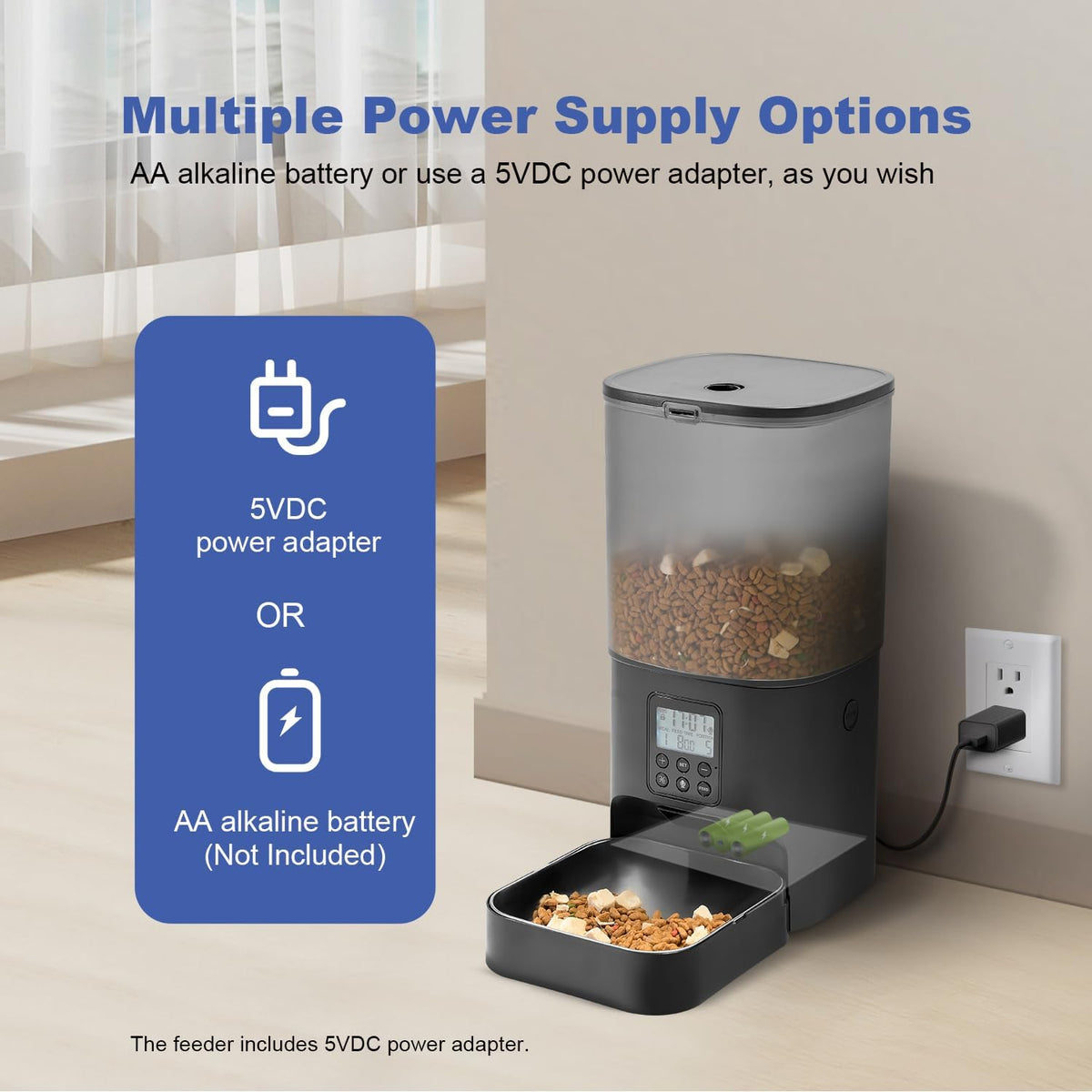 Automatic Cat Feeder, 3L Cat Food Dispenser with 10s Voice Recorder, Pet Feeder up to 8 Meals per Day, Timed Dog Feeder