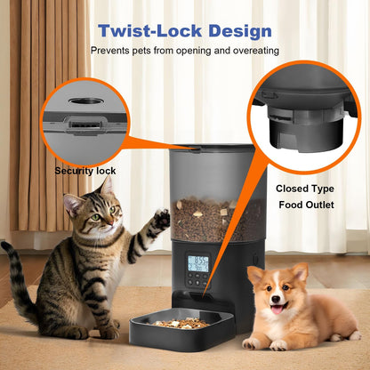 Automatic Cat Feeder, 3L Cat Food Dispenser with 10s Voice Recorder, Pet Feeder up to 8 Meals per Day, Timed Dog Feeder
