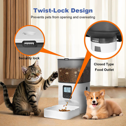 Automatic Cat Feeder, 3L Cat Food Dispenser with 10s Voice Recorder, Pet Feeder up to 8 Meals per Day, Timed Dog Feeder
