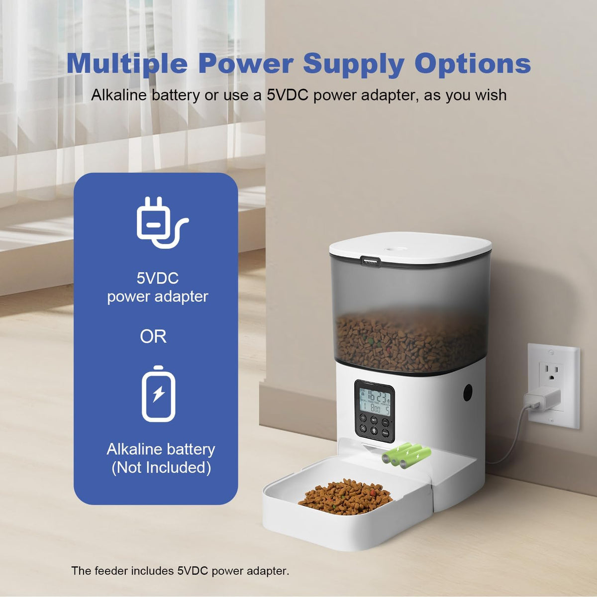 Automatic Cat Feeder, 3L Cat Food Dispenser with 10s Voice Recorder, Pet Feeder up to 8 Meals per Day, Timed Dog Feeder