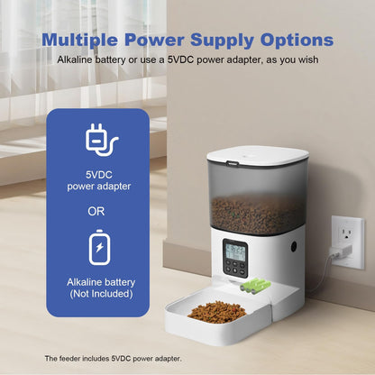 Automatic Cat Feeder, 3L Cat Food Dispenser with 10s Voice Recorder, Pet Feeder up to 8 Meals per Day, Timed Dog Feeder