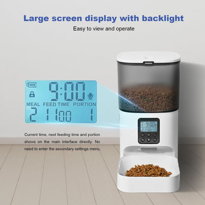 Automatic Cat Feeder, 3L Cat Food Dispenser with 10s Voice Recorder, Pet Feeder up to 8 Meals per Day, Timed Dog Feeder