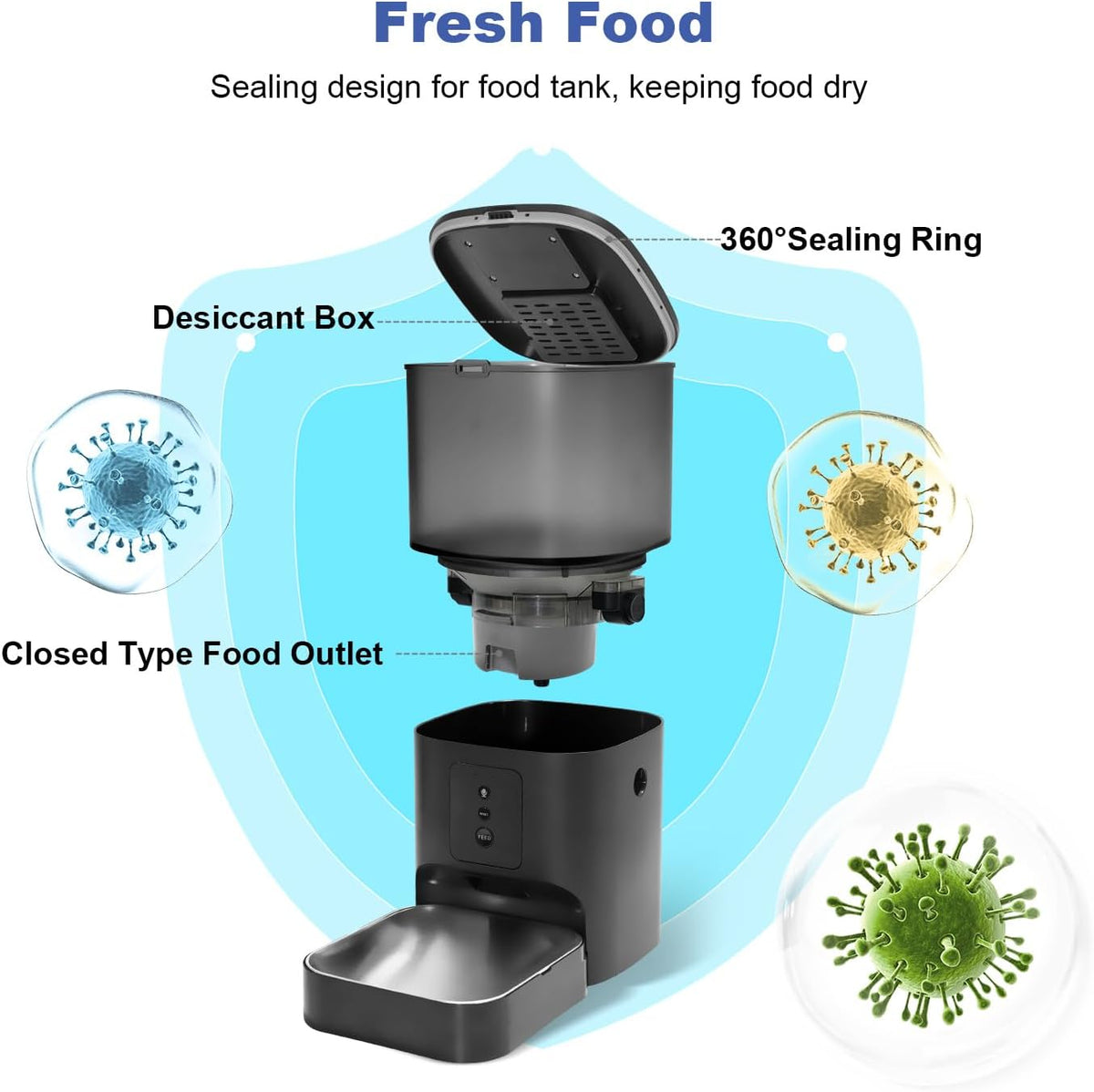 Automatic Cat Feeder, 3L Cat Food Dispenser with 10s Voice Recorder, Pet Feeder up to 8 Meals per Day, Timed Dog Feeder