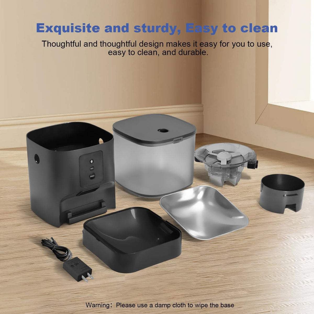 Automatic Cat Feeder, 3L Cat Food Dispenser with 10s Voice Recorder, Pet Feeder up to 8 Meals per Day, Timed Dog Feeder
