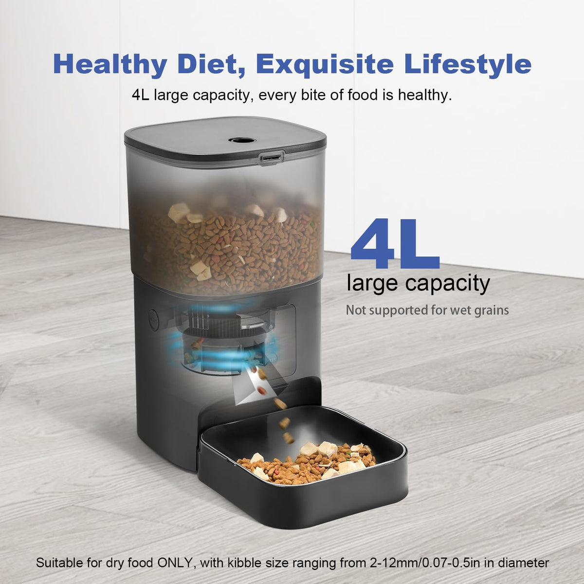 Automatic Cat Feeder, 3L Cat Food Dispenser with 10s Voice Recorder, Pet Feeder up to 8 Meals per Day, Timed Dog Feeder