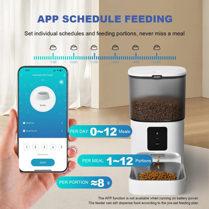 Automatic Cat Feeder, 3L Cat Food Dispenser with 10s Voice Recorder, Pet Feeder up to 8 Meals per Day, Timed Dog Feeder