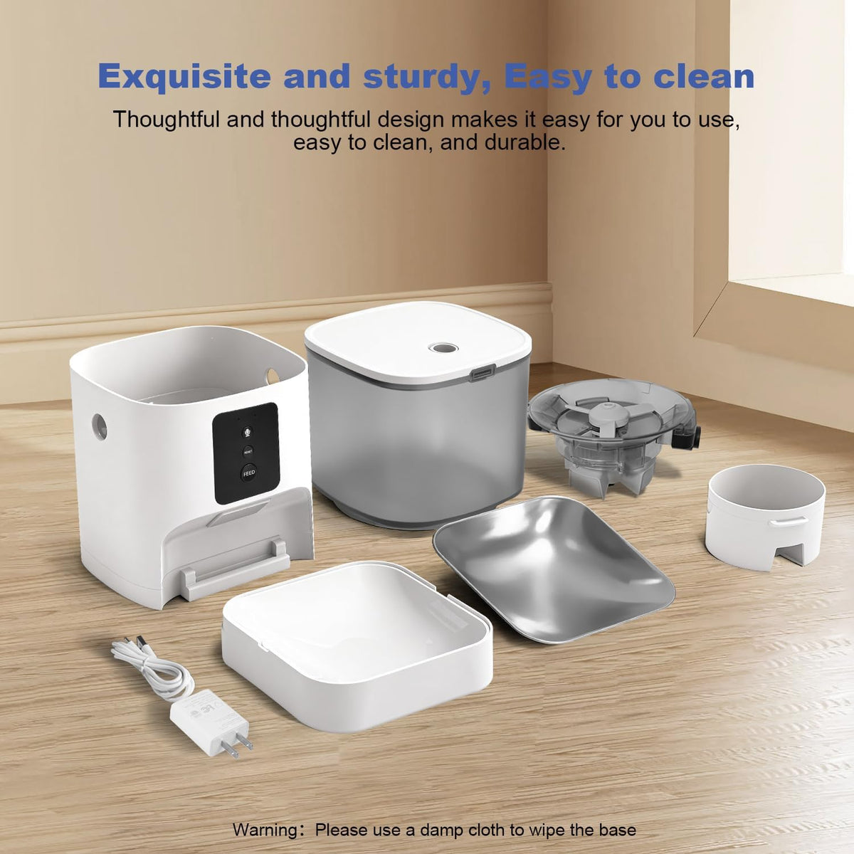 Automatic Cat Feeder, 3L Cat Food Dispenser with 10s Voice Recorder, Pet Feeder up to 8 Meals per Day, Timed Dog Feeder