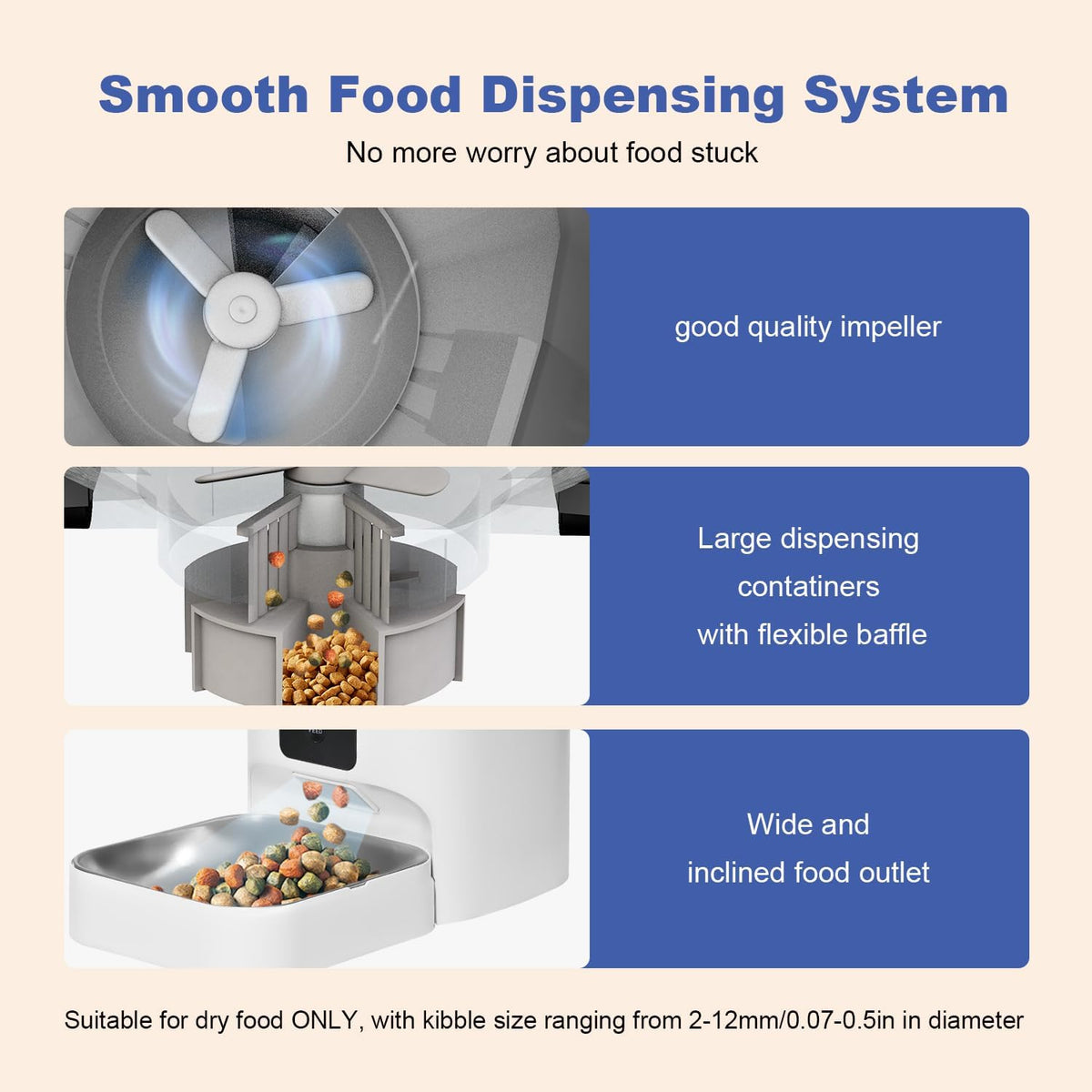 Automatic Cat Feeder, 3L Cat Food Dispenser with 10s Voice Recorder, Pet Feeder up to 8 Meals per Day, Timed Dog Feeder