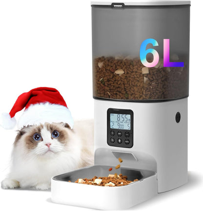Automatic Cat Feeder, 3L Cat Food Dispenser with 10s Voice Recorder, Pet Feeder up to 8 Meals per Day, Timed Dog Feeder
