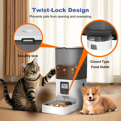 Automatic Cat Feeder, 3L Cat Food Dispenser with 10s Voice Recorder, Pet Feeder up to 8 Meals per Day, Timed Dog Feeder