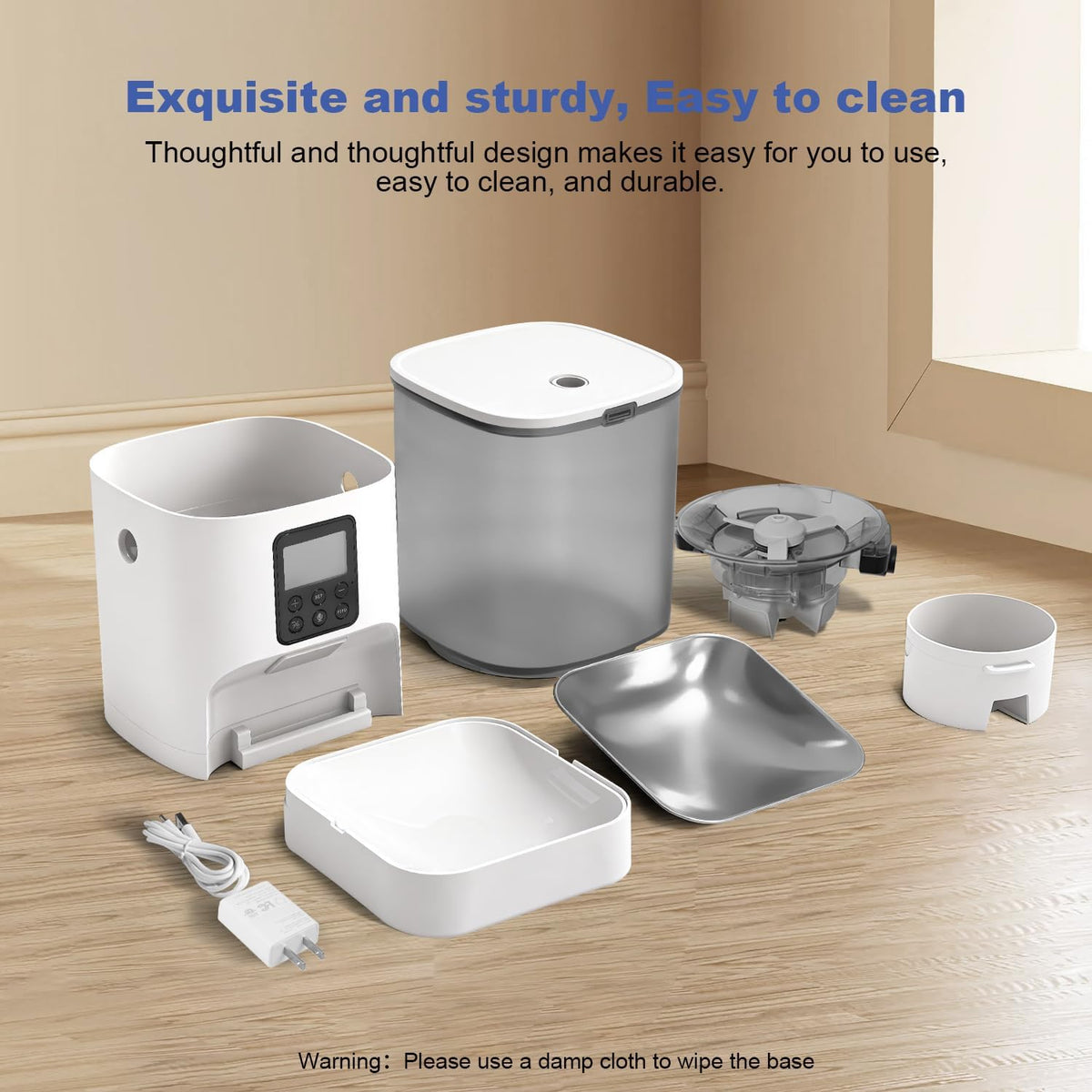 Automatic Cat Feeder, 3L Cat Food Dispenser with 10s Voice Recorder, Pet Feeder up to 8 Meals per Day, Timed Dog Feeder