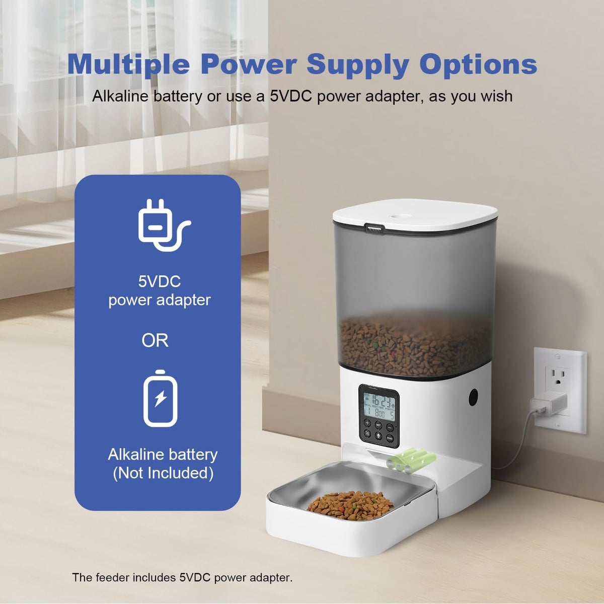 Automatic Cat Feeder, 3L Cat Food Dispenser with 10s Voice Recorder, Pet Feeder up to 8 Meals per Day, Timed Dog Feeder