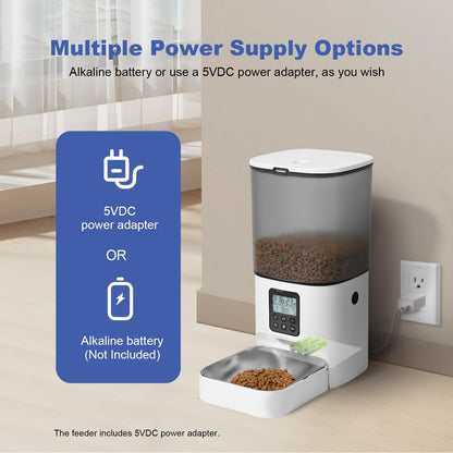 Automatic Cat Feeder, 3L Cat Food Dispenser with 10s Voice Recorder, Pet Feeder up to 8 Meals per Day, Timed Dog Feeder