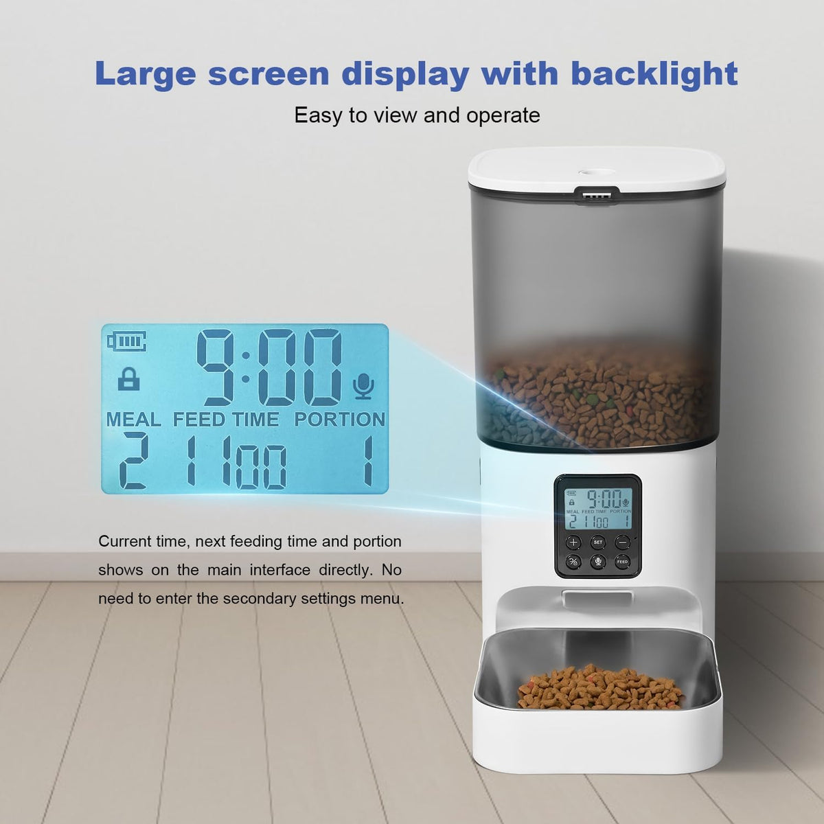 Automatic Cat Feeder, 3L Cat Food Dispenser with 10s Voice Recorder, Pet Feeder up to 8 Meals per Day, Timed Dog Feeder