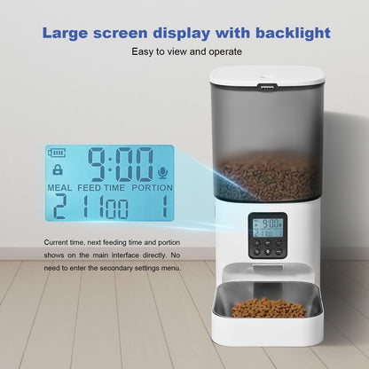 Automatic Cat Feeder, 3L Cat Food Dispenser with 10s Voice Recorder, Pet Feeder up to 8 Meals per Day, Timed Dog Feeder