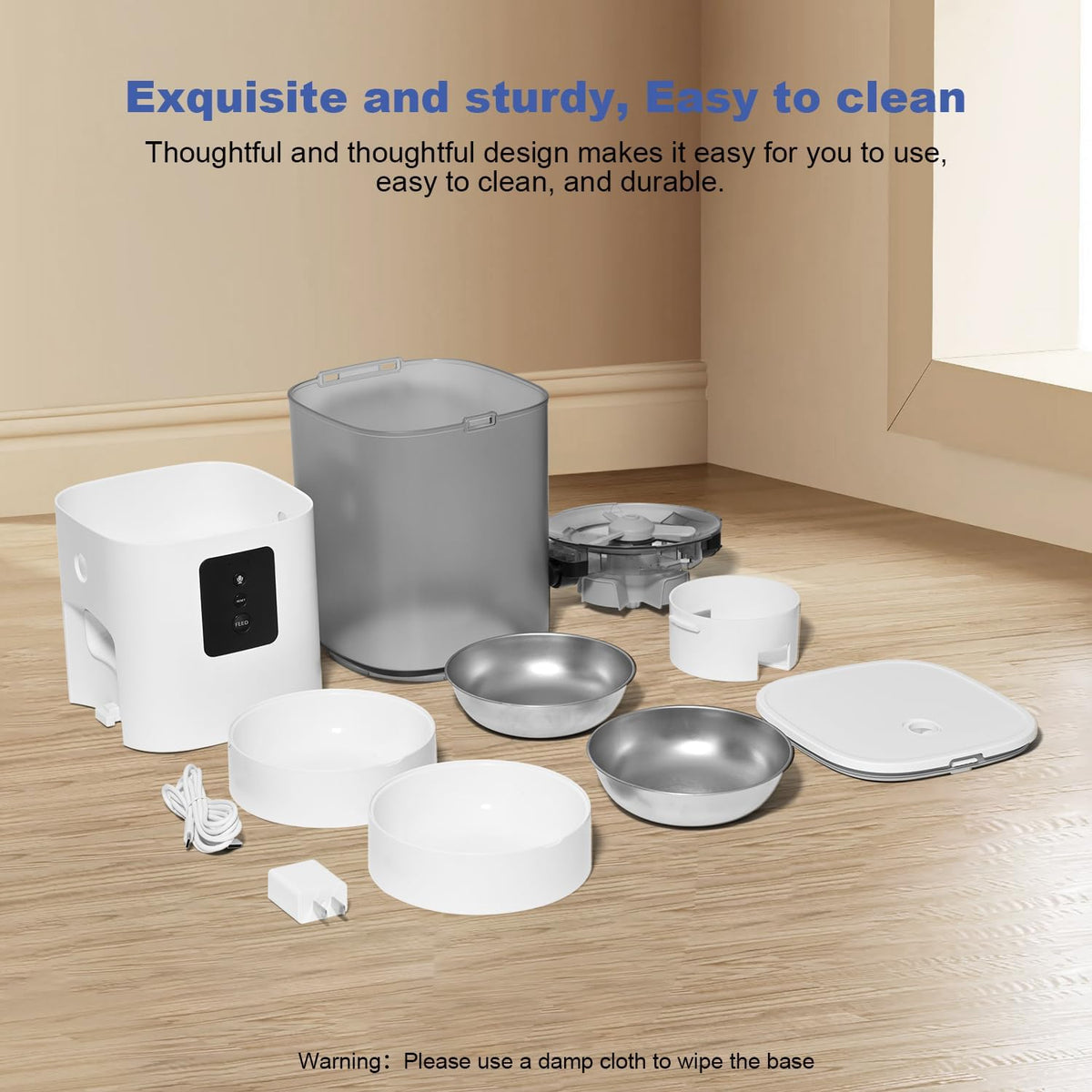 Automatic Cat Feeder, 3L Cat Food Dispenser with 10s Voice Recorder, Pet Feeder up to 8 Meals per Day, Timed Dog Feeder