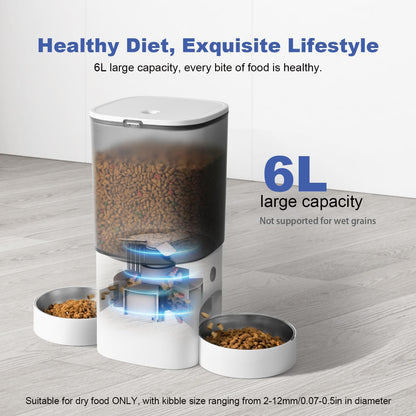 Automatic Cat Feeder, 3L Cat Food Dispenser with 10s Voice Recorder, Pet Feeder up to 8 Meals per Day, Timed Dog Feeder