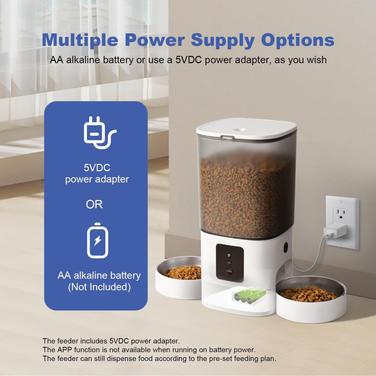Automatic Cat Feeder, 3L Cat Food Dispenser with 10s Voice Recorder, Pet Feeder up to 8 Meals per Day, Timed Dog Feeder