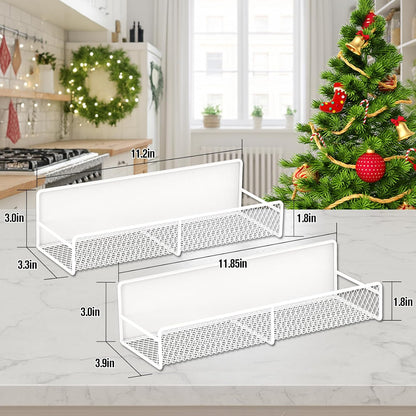2 Pack Magnetic Spice Rack for Refrigerator with 4 Hooks, White