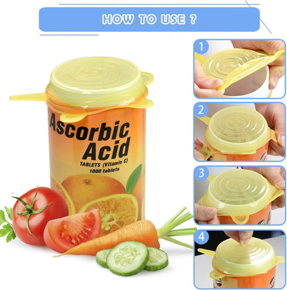 Silicone Stretch Lids, 12 Pack Small, Reusable Durable Food Storage Covers for Cups Small Bowls Cans Jars Fruits Vegetables, the Same Sizes of 2.6 Inch (Can Stretches to 3.5 Inches)