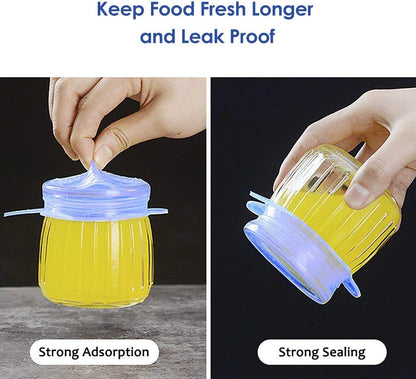 Silicone Stretch Lids, 12 Pack Small, Reusable Durable Food Storage Covers for Cups Small Bowls Cans Jars Fruits Vegetables, the Same Sizes of 2.6 Inch (Can Stretches to 3.5 Inches)