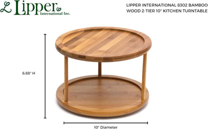 8302 Bamboo Wood 2-Tier 10" Kitchen Turntable