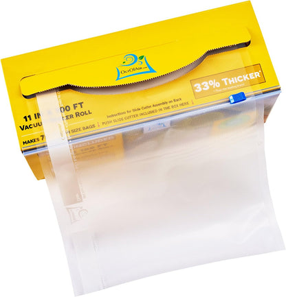 6" x 100' Mega Roll & Cutter Box Vacuum Sealer Bags Roll (No More Scissors) 4 mil 100 Foot OutOfAir, 33% Thicker, BPA Free, Sous Vide, Commercial Grade, Works with FoodSaver Sealers