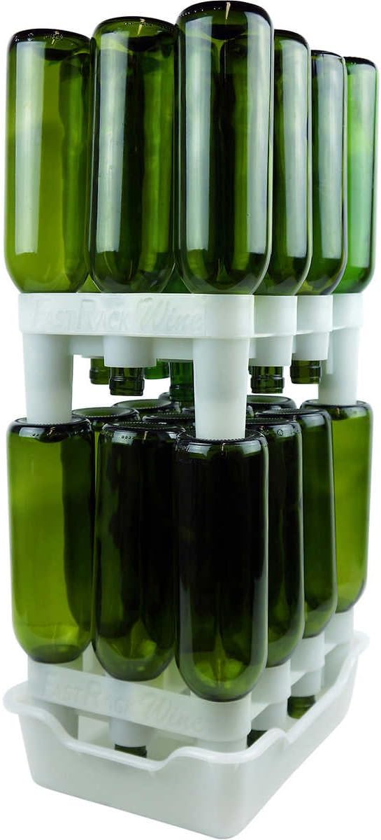 FASTFERMENT - 12-Bottle Drying Rack & Tray| Bottle Drying Tree Alternative | Dry & Store your Wine or Bomber/Belgian Bottles | 2-Stackable Racks, 1 Tray | Dishwasher Safe | Home Brewing Supplies