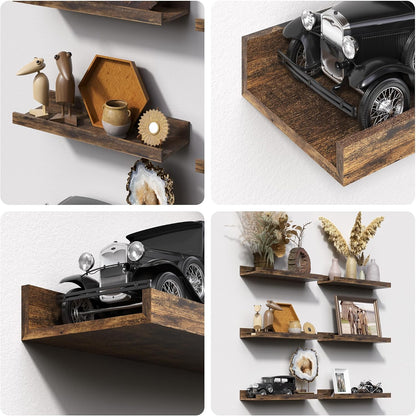 Floating Shelves for Wall Decor and Storage, Brown, 6Pcs 15.7''