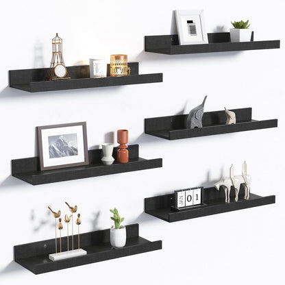 Floating Shelves for Wall Decor and Storage, Brown, 6Pcs 15.7''