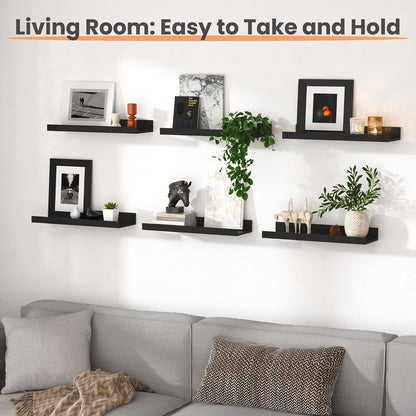 Floating Shelves for Wall Decor and Storage, Brown, 6Pcs 15.7''