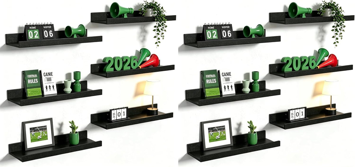 Floating Shelves for Wall Decor and Storage, Brown, 6Pcs 15.7''