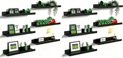 Floating Shelves for Wall Decor and Storage, Brown, 6Pcs 15.7''