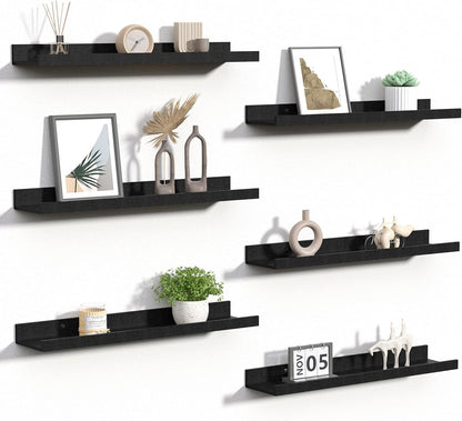 Floating Shelves for Wall Decor and Storage, Brown, 6Pcs 15.7''