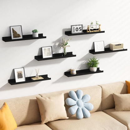 Floating Shelves for Wall Decor and Storage, Brown, 6Pcs 15.7''