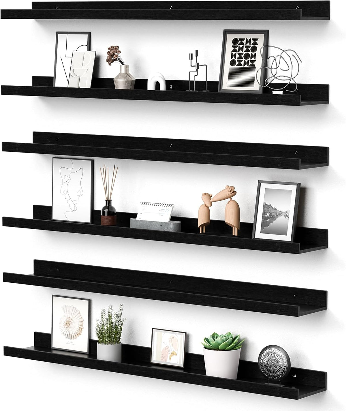 Floating Shelves for Wall Decor and Storage, Brown, 6Pcs 15.7''