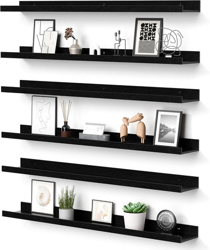 Floating Shelves for Wall Decor and Storage, Brown, 6Pcs 15.7''