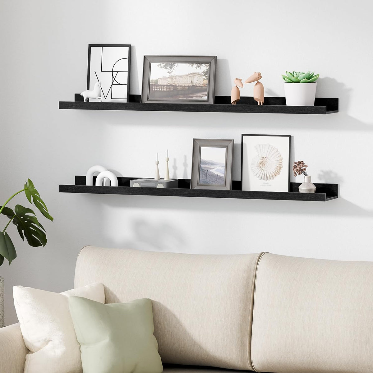 Floating Shelves for Wall Decor and Storage, Brown, 6Pcs 15.7''