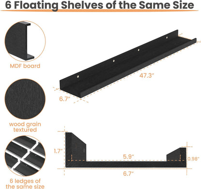 Floating Shelves for Wall Decor and Storage, Brown, 6Pcs 15.7''