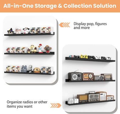 Floating Shelves for Wall Decor and Storage, Brown, 6Pcs 15.7''