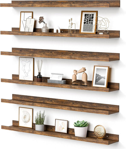 Floating Shelves for Wall Decor and Storage, Brown, 6Pcs 15.7''