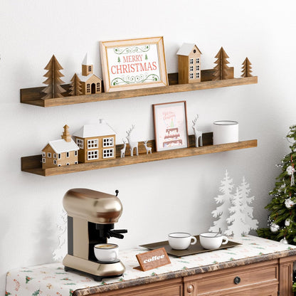 Floating Shelves for Wall Decor and Storage, Brown, 6Pcs 15.7''