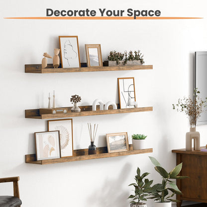 Floating Shelves for Wall Decor and Storage, Brown, 6Pcs 15.7''