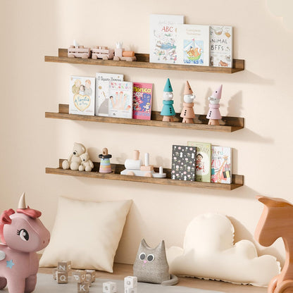 Floating Shelves for Wall Decor and Storage, Brown, 6Pcs 15.7''
