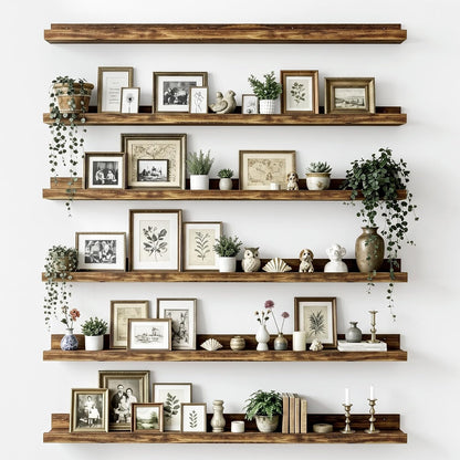 Floating Shelves for Wall Decor and Storage, Brown, 6Pcs 15.7''