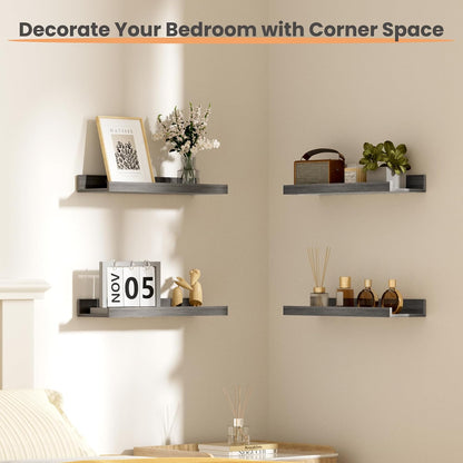 Floating Shelves for Wall Decor and Storage, Brown, 6Pcs 15.7''